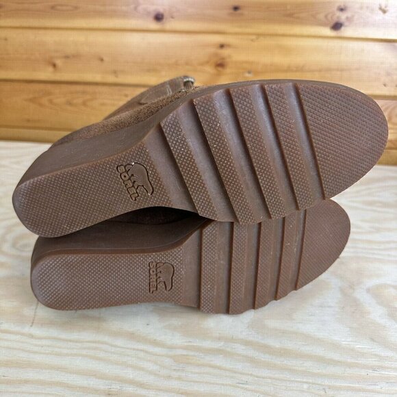 Sorel Toronto Lace Wedge Ankle Booties Womens Size 8 Rust Brown Leather - Picture 5 of 6